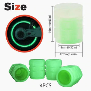 SET OF 4 FLUORESCENT TIRE VALVE CAPS