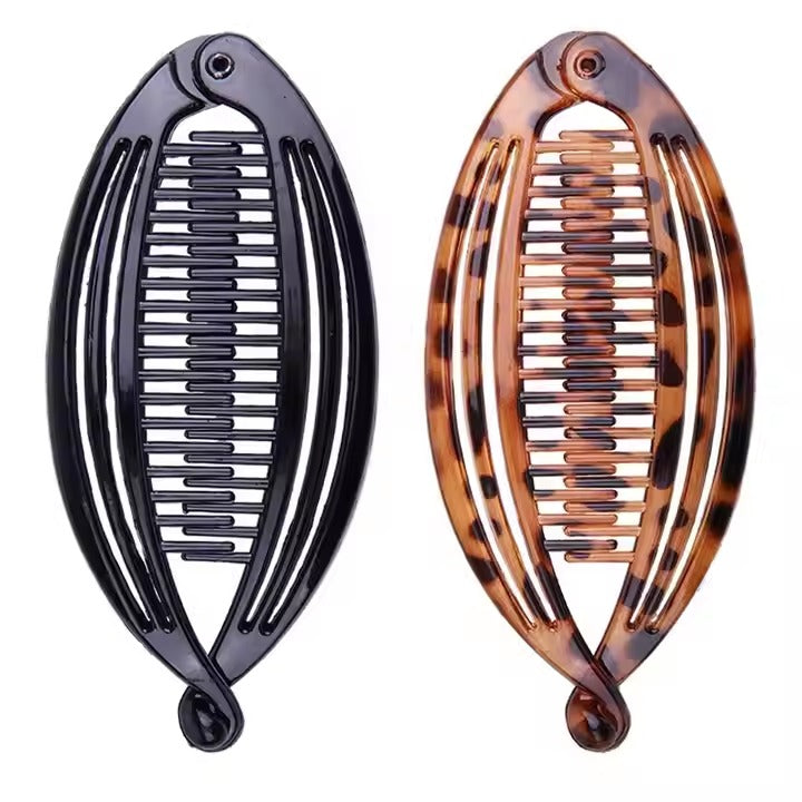 Lady Ponytail Clip.Large bean shaped Clip, pack of 2