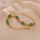 Golden Chain Green Emerald Stone Bracelet for weddings