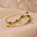 Golden Chain Green Emerald Stone Bracelet for weddings