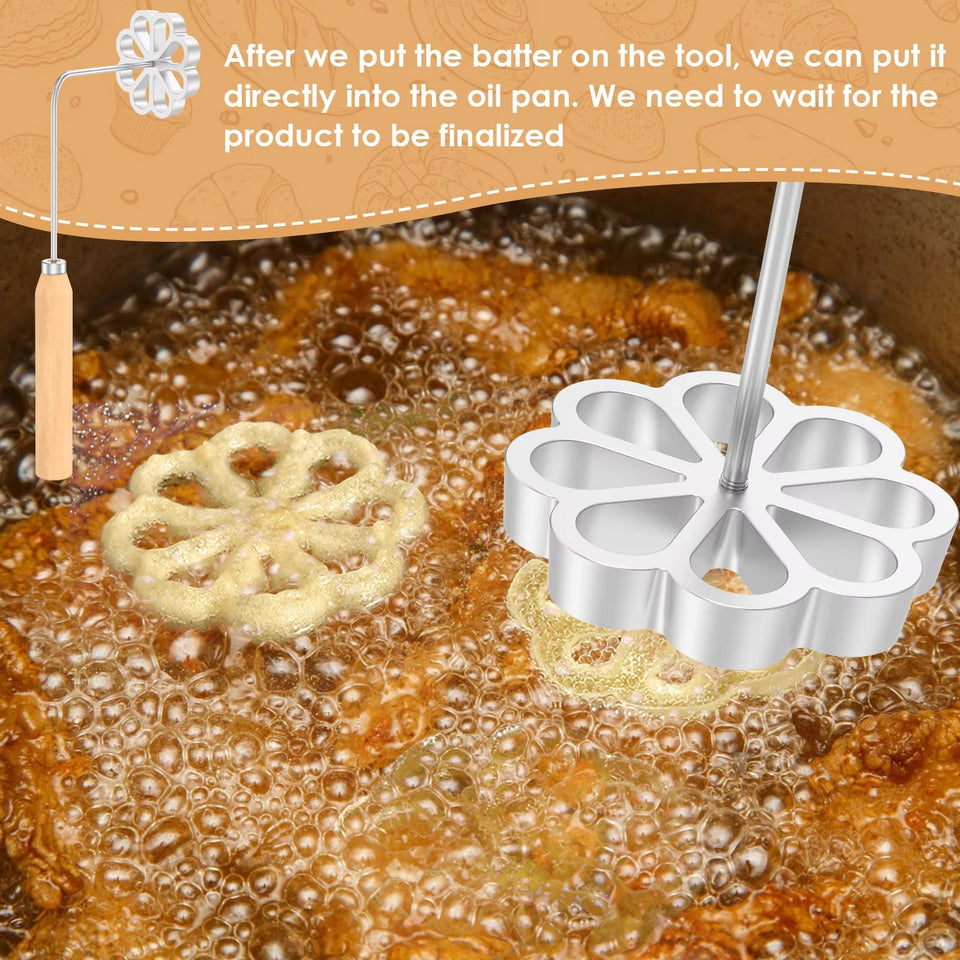 Bunuelos aluminum Mold Set with wooden handle