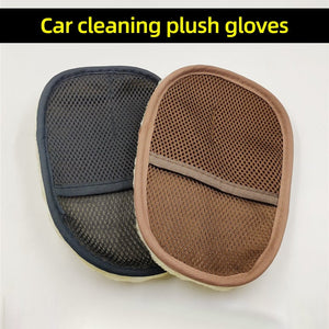 Single Sided Thickened Car Wiping Plush Bear Paw Faux Wool Car Wash Gloves