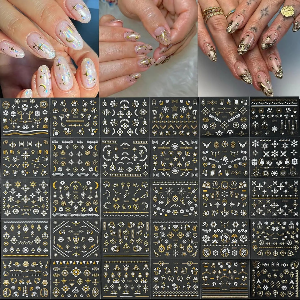 30PCS  Nail Stickers, 3D Self-Adhesive Nail Decals