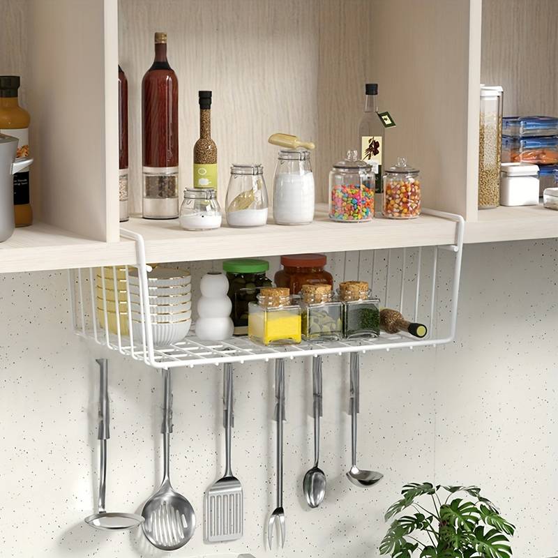 Metal Kitchen Cabinet Under Hanging Shelf Organizer