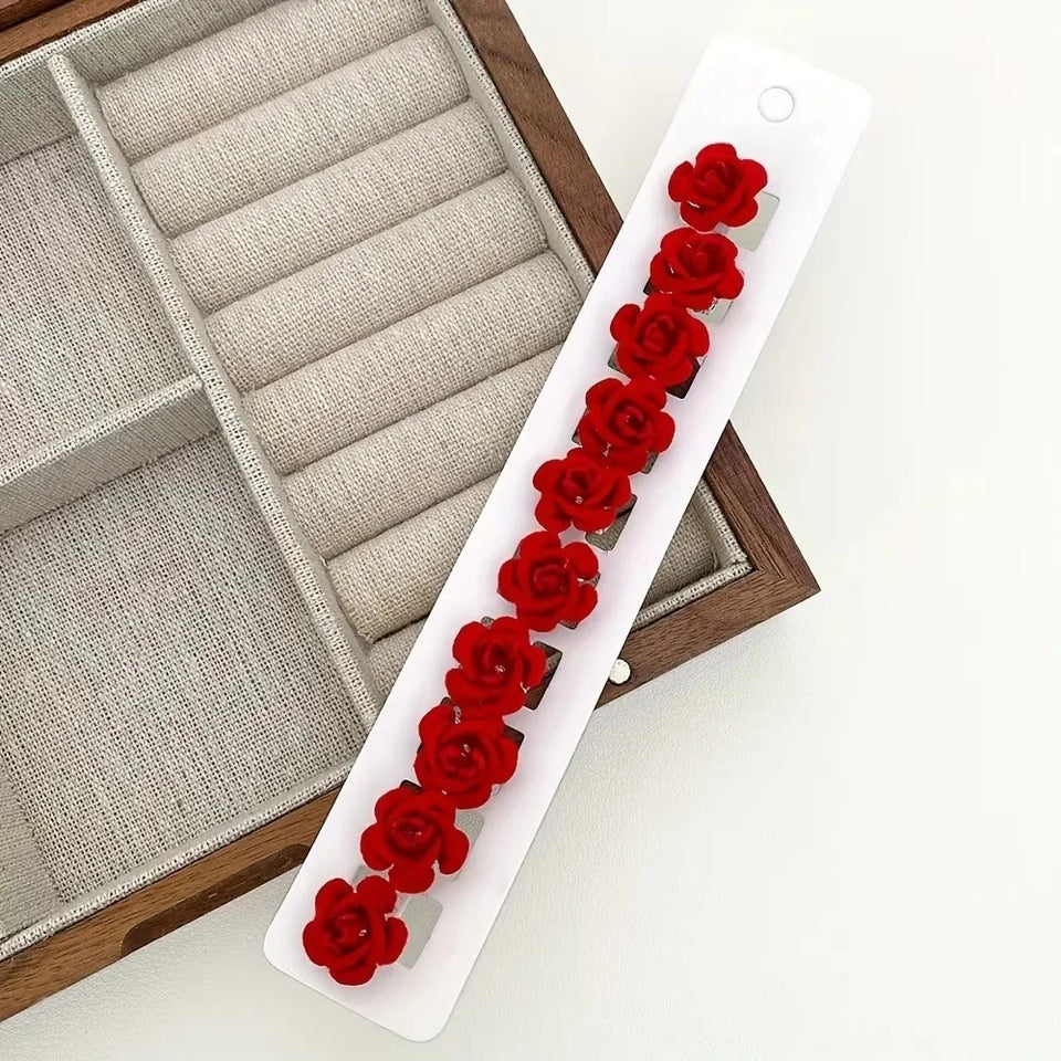 10pcs Fashion Korean Red Rose Hair Clip