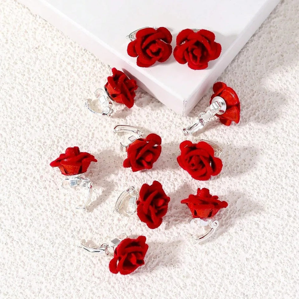 10pcs Fashion Korean Red Rose Hair Clip