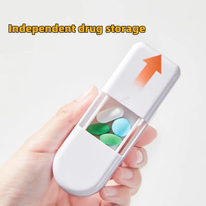 2 In 1 Mini Drug Tablet Medicine Dustproof Divider Organizer Crusher Pill Box