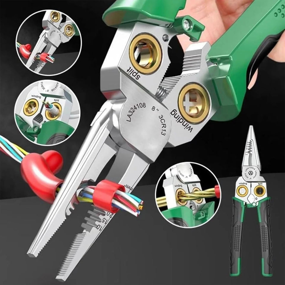 8-In-1 Stainless Steel Multifunctional Wire Stripping Pliers for Electricians