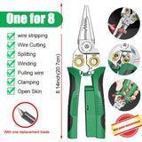 8-In-1 Stainless Steel Multifunctional Wire Stripping Pliers for Electricians