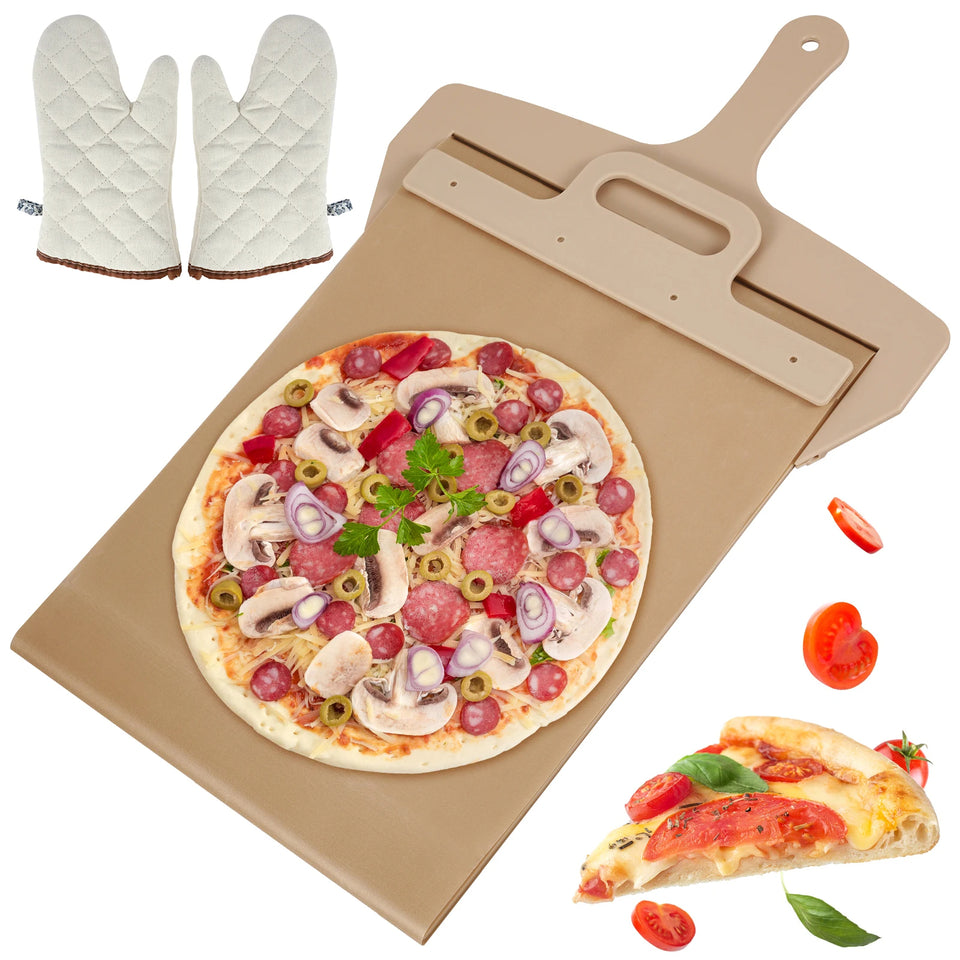 Sliding Pizza Peel with Handle Portable Wooden Pizza Slider