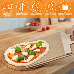 Sliding Pizza Peel with Handle Portable Wooden Pizza Slider