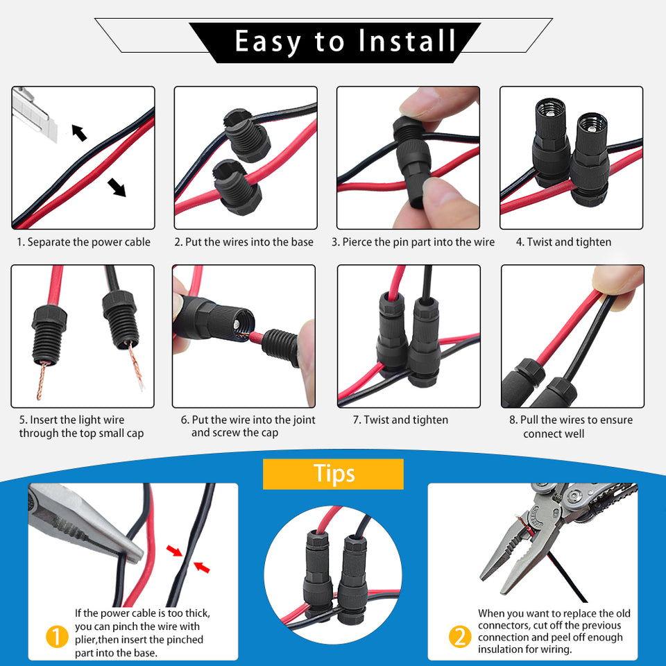 Low Voltage Fastlock Piercing  Waterproof Outdoor Cable Connectors