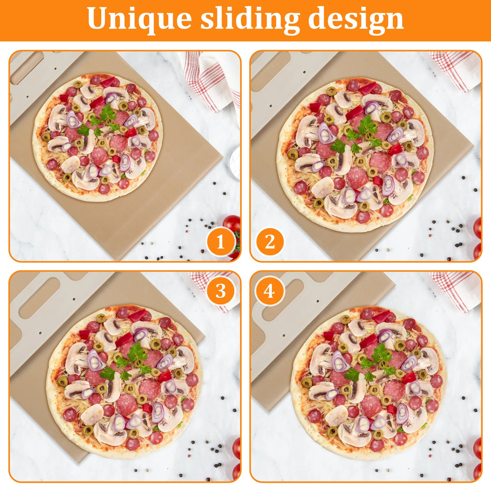 Sliding Pizza Peel with Handle Portable Wooden Pizza Slider