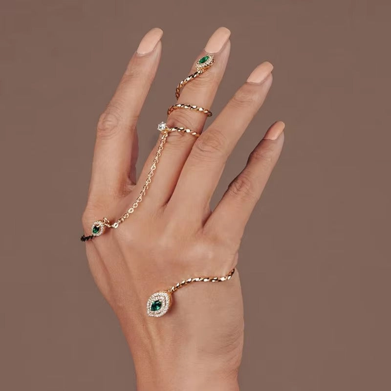 Crystal Adjustable Fingers Bangle Hand Jewelry Bracelet