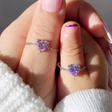 Heart Pull-out Chain Adjustable Rings For Women