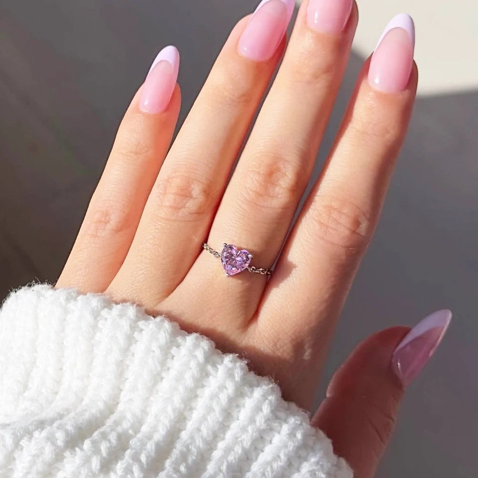 Heart Pull-out Chain Adjustable Rings For Women