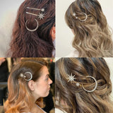 Rhinestone Star Moon Hair Clips Set